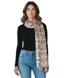 Evolve “Silky” Abstract Geometric Scarf | Retro Print Satin Wrap